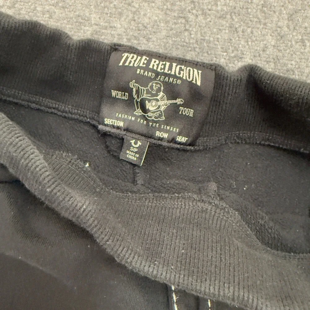 True Religion Contrast Stitch Horseshoe Logo Joggers Black Size S